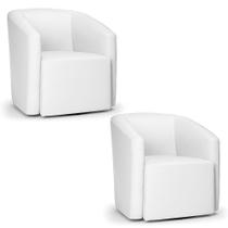 Kit 2 Poltronas Stella Max material sintético Base Giratória - D'rossi Cor Branco