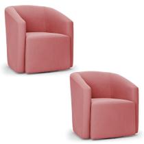 Kit 2 Poltronas Stella Max Suede Rosê Base Giratória - D'rossi Kit 2 Poltronas Stella Max Suede Rosê Base Giratória - D'rossi