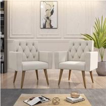 Kit 2 Poltronas Thais Capitonê Suede Elegantes Decorativas Para Sala De Espera Salão Escritório Sofisticadas
