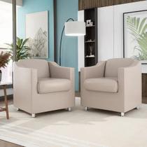 Kit 2 Poltronas Tilla Bege Para Recepção Consultório Bubuke Decor