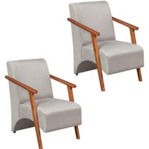 Kit 2 Poltronas Venus 1 Lugar Braço Madeira Maciça Suede Bege Unidecor Kit 2 Poltronas Venus 1 Lugar Braço Madeira Maciça Suede Bege Unidecor