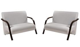 Kit 2 Poltronas Vênus 2 Lugares Braço Madeira D Salla Tecido Sintético