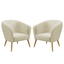 Kit 2 Poltronas Vênus Detalhada Para Sala de Estar Sued Bege Aradecor Kit 2 Poltronas Vênus Detalhada Para Sala de Estar Sued Bege Aradecor