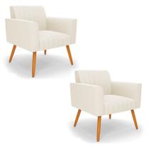 Kit 2 Poltronas Viena Gomada Veludo Pés Palito Castanho - D'Rossi