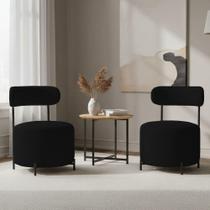 Kit 2 Poltronas Virgínia Decorativas Bouclê Pés Aço Preto D'Rossi Kit 2 Poltronas Virgínia Decorativas Bouclê Pés Aço Preto D'Rossi