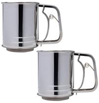 Kit 2 Polvilhadores Inox P/ Farrinha Açúcar Tapioca Peneira