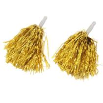 Kit 2 Pom Pom Metalizado 32cm Dourado Fantasia Torcida Kit 2 Pom Pom Metalizado 32cm Dourado Fantasia Torcida
