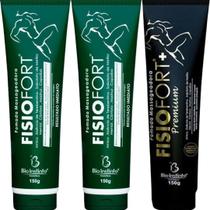 Kit 2 Pomada Massageadora Fisiofort 150g + 1 Pomada Massageadora Fisiofort Premium 150g