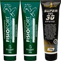 Kit 2 Pomada Massageadora Fisiofort 150g + 1 Super Gel 30 Ervas 150g