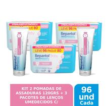 Kit 2 Pomadas Assadura 120g + 3 Lenços Umedecidos - Bepantol