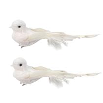 Kit 2 Pombas Branca Natal Plumas e Lantejoulas 12cm com Presilha - Magizi