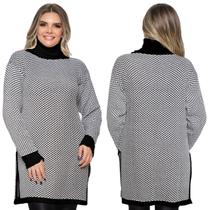 Kit 2 Ponchos Feminino Plus Size Xadrez com Mangas Gola Alta