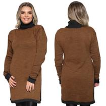 Kit 2 Ponchos Feminino Plus Size Xadrez com Mangas Gola Alta