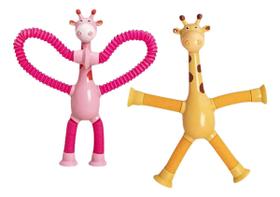 kit 2 pop it girafa girafinha brinquedo infantil lembrancinha sensorial estica todo pop tubo