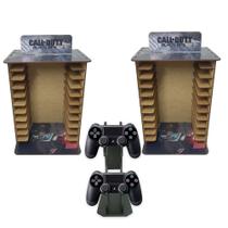 Kit 2 Porta 11 Jogos Físico Gamer Cod + Suporte Controle 22x16,3x29,4 Mdf Madeira Adesivada