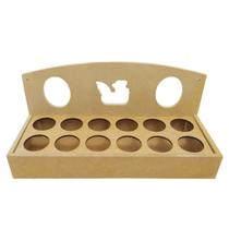 Kit 2 Porta 12 Ovos Desenho Galinha 31,5x12x13 Mdf Madeira