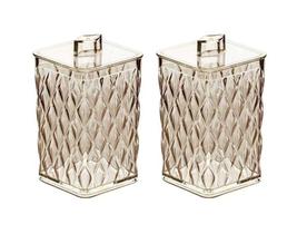 kit 2 Porta Algodão Cotonete C/ Tampa Glamour Luxo Cor Âmbar kit 2 Porta Algodão Cotonete C/ Tampa Glamour Luxo Cor Âmbar