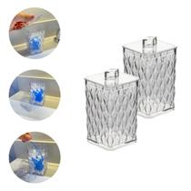 Kit 2 Porta Algodão e Cotonetes Acrílico com Tampa Organizador para Banheiro Lavabo Penteadeira