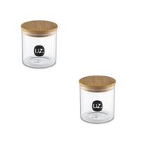 Kit 2 Porta Alimentos em Vidro 550Ml Com Tampa em Bambu 10CM