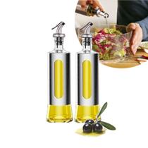 Kit 2 Porta Azeite Galheteiro Vinagre Com Dosador Vidro Inox 500ml