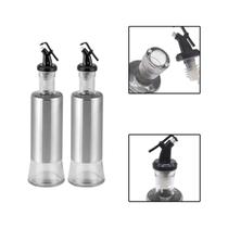 Kit 2 Porta Azeite Vinagre C/ Dosador 300ml Inox Vidro