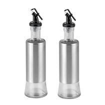 Kit 2 porta azeite vinagre em inox com dosador