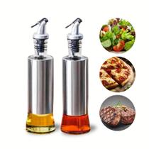 Kit 2 Porta Azeite Vinagre Shoyo Molho Inglês Azeite Temperado Óleo Vidro e Inox com Dosador sem Desperdício Salada e Condimentos