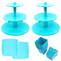 Kit 2 Porta Bala Triplo + 2 Bandeja Quadrada + 10 Cachepot