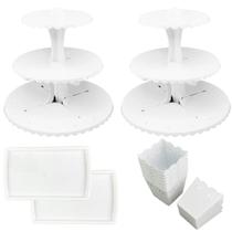 Kit 2 Porta Bala Triplo + 2 Bandeja Retangular + 10 Cachepot