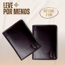 Kit 2 Porta Cartões Couro Slim Pequeno Compacto Visor CNH