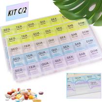 Kit 2 Porta Comprimidos Remédios Capsulas Caixa Organizadora Medicamento Vitaminas Semanal Mensal Pill Box - Boa Ideia Variedades e Presentes
