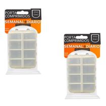 Kit 2 Porta Comprimidos Semanal + Diário 12 Repartições - 3B Kit 2 Porta Comprimidos Semanal + Diário 12 Repartições - 3B