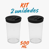Kit 2 Porta Condimento 500ML Pote Mantimento Porta Queijo Ralado Farinheiro Cozinha UZ Grande Kit 2 Porta Condimento 500ML Pote Mantimento Porta Queijo Ralado Farinheiro Cozinha UZ Grande