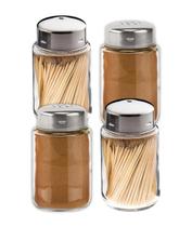 Kit 2 Porta Condimentos De Vidro Sal Pimenta + 2 Paliteiro