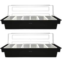 Kit 2 Porta Condimentos Profissional 6 Divisórias Weck Organizador Frutas Especiarias Bar Restaurante