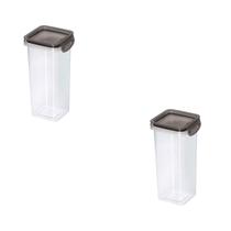 Kit 2 Porta Condimentos Quadrado Trava Mais 1,24L Cristal