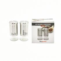 Kit 2 Porta Condimentos Temperos Saleiro Pimenteiro Aço Inox