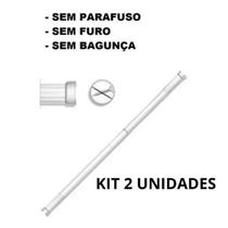 KIT 2 Porta Cortina Box Branco Varão Box Banheiro de 90cm até 140cm Extensível Universal Ajustável Pia Guarda Roupas - MAXEB