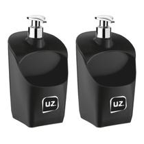 Kit 2 Porta detergente e Esponja Preto C válvula UZ