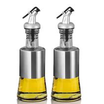 Kit 2 Porta eite Óleo E Vinagre 200Ml Cada Vidro Aço Inox