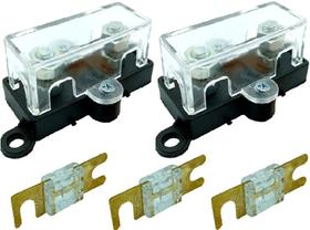 Kit 2 Porta Fusíveis Universal Acrílico Midi e 3 Fusível 80A