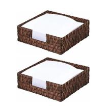 Kit 2 Porta Guardanapo Quadrado Rattan Bambu Design Clássico Natural Rústico Artesanal