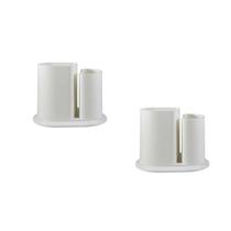 Kit 2 Porta Lápis Duo Branco Plástico