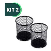 Kit 2 Porta Lápis Organizador De Mesa Canetas Papel Caixa Palito Moderno Profissional Colocar Objetos Redondo Treco