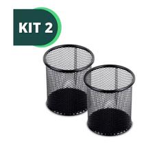 Kit 2 Porta Lápis Organizador Mesa Canetas Caixa Palito Pote