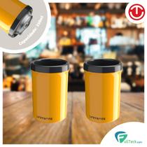 Kit 2 Porta Latas Térmico 350ml Amarelo P/ Cerveja Refri