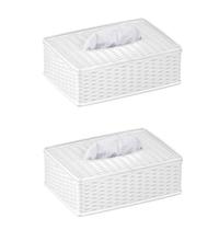 Kit 2 Porta Lenços Umidecidos Plástico Rattan Cores