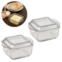 Kit 2 Porta Manteiga de Vidro Com Tampa Luxo 300ml Kit 2 Porta Manteiga de Vidro Com Tampa Luxo 300ml