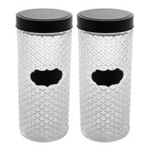 Kit 2 Porta Mantimentos de Vidro Pote com Tampa Preta Wolff 2100ml Kit 2 Porta Mantimentos de Vidro Pote com Tampa Preta Wolff 2100ml