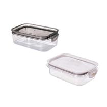 Kit 2 Porta Mantimentos Hermético Ret Trava+ Cristal 500 mL Branco e Preto